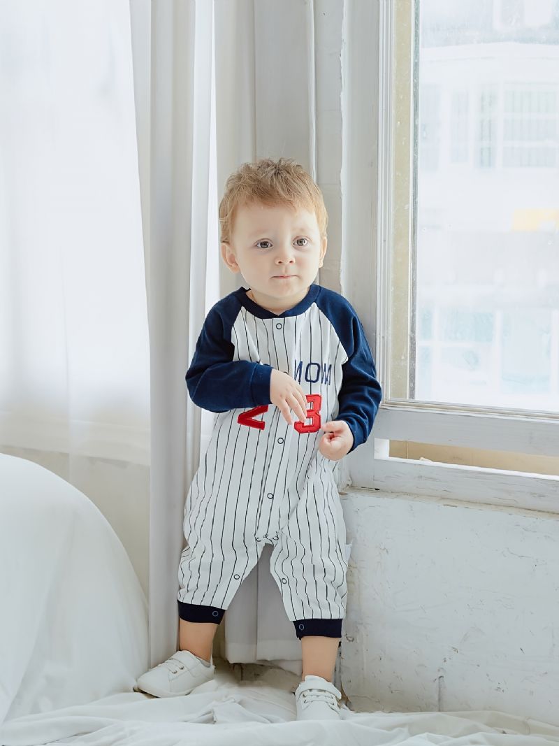 Baby Drenge Piger Langærmet Stribet Jumpsuit Romper Babytøj