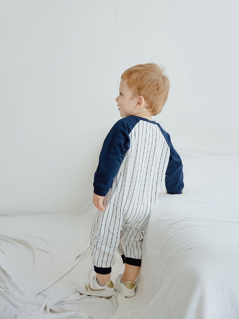 Baby Drenge Piger Langærmet Stribet Jumpsuit Romper Babytøj