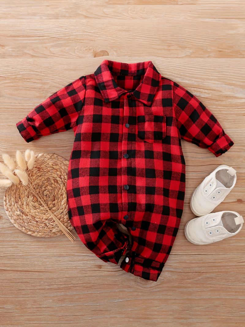 Baby Drenge Piger Plaid Jumpsuit Onesie Babytøj