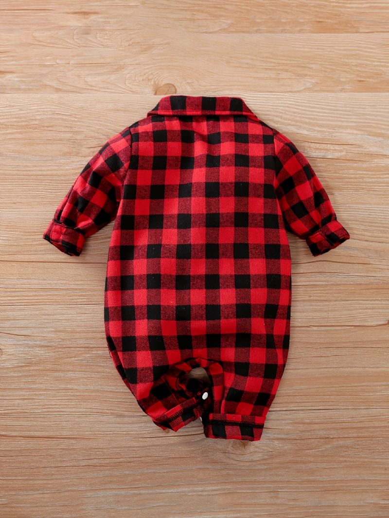 Baby Drenge Piger Plaid Jumpsuit Onesie Babytøj