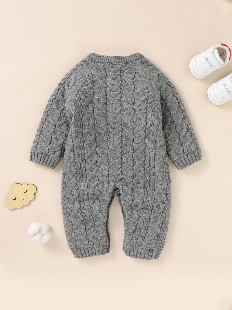 Baby Fleece One Piece Strikket Sweater Langærmet Termisk Jumpsuit Til Vinter Babytøj