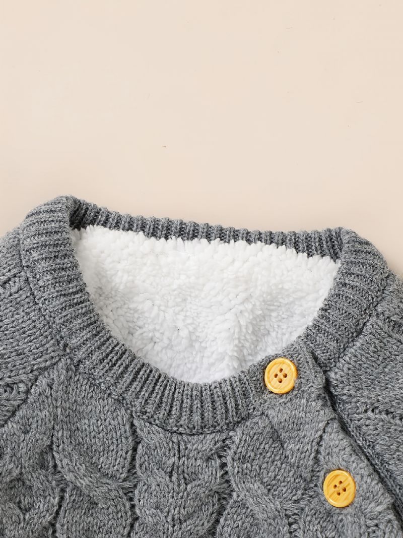 Baby Fleece One Piece Strikket Sweater Langærmet Termisk Jumpsuit Til Vinter Babytøj