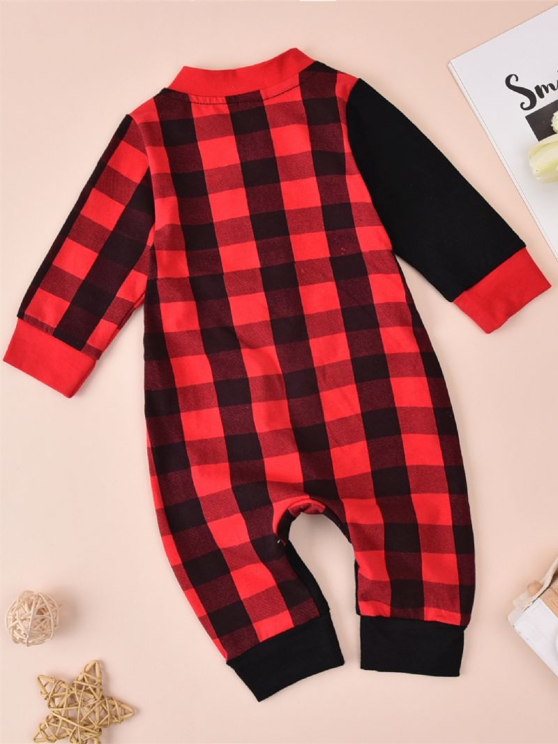 Baby Jumpsuit Jul Patchwork Plaid Bomuld Langærmet