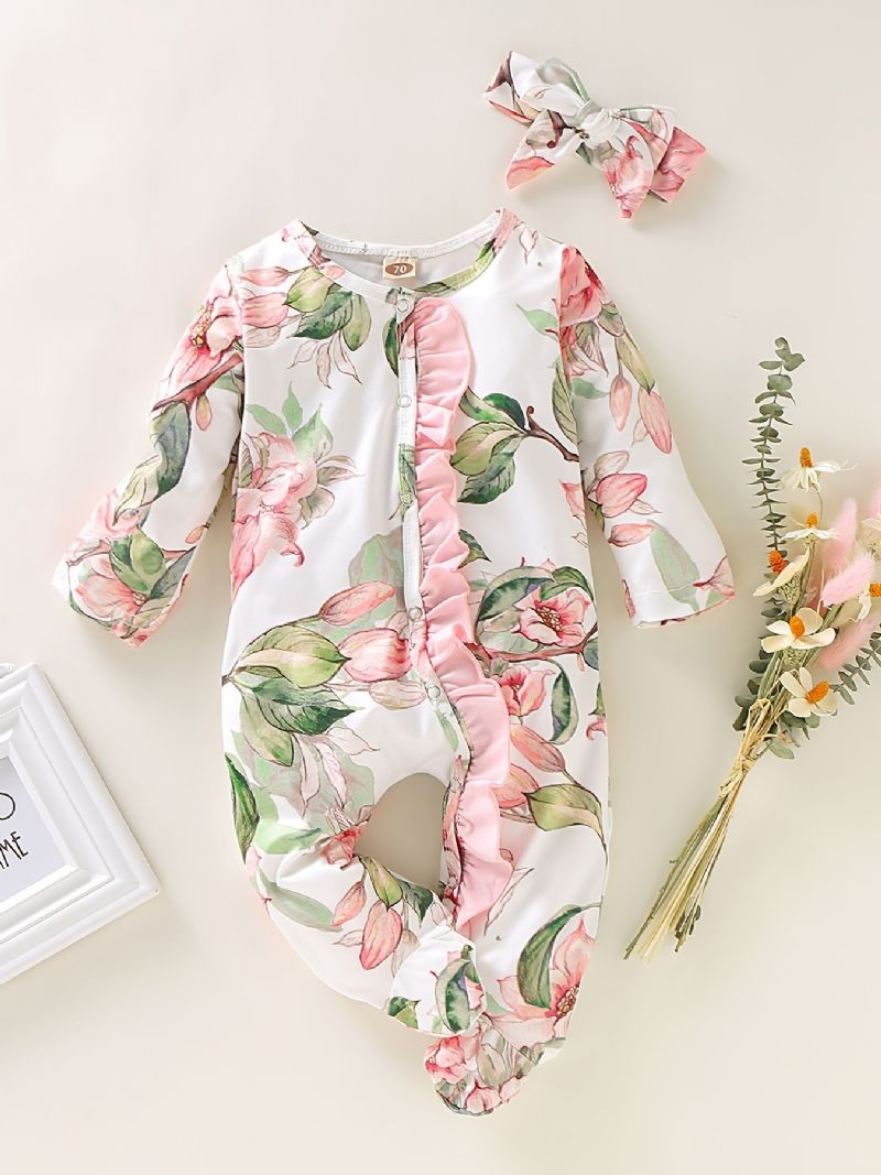 Baby Pige Blomster Romper & Jumpsuit Babytøj Outfits