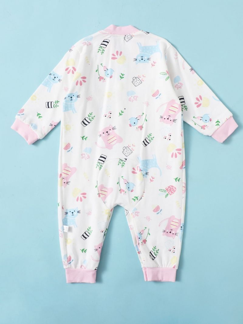 Baby Pige Langærmet Printet Jumpsuit Romper Bodysuit