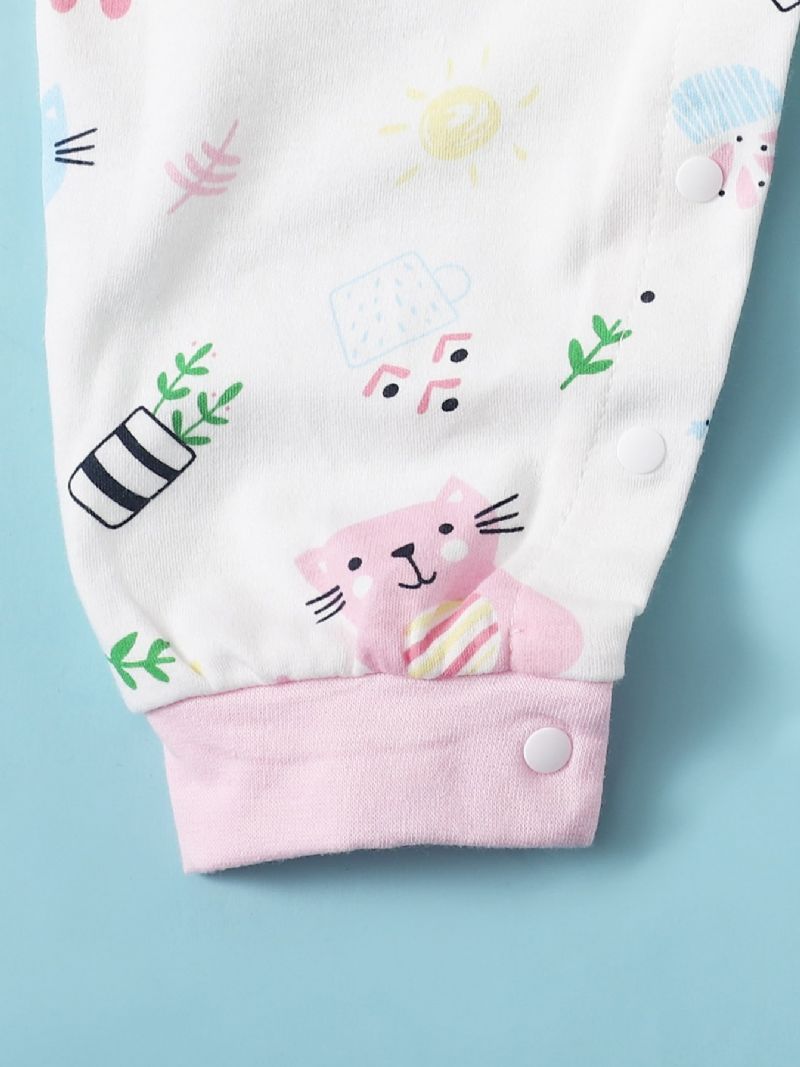 Baby Pige Langærmet Printet Jumpsuit Romper Bodysuit