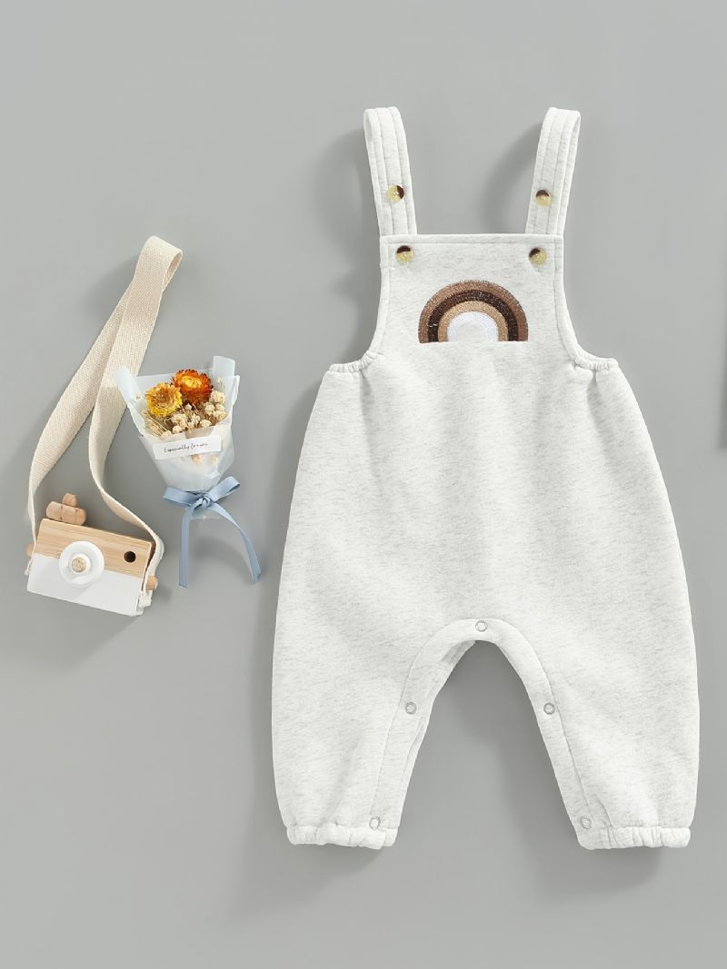 Baby Piger Ærmeløs Jumpsuit Overalls Regnbuebroderi Børnetøj