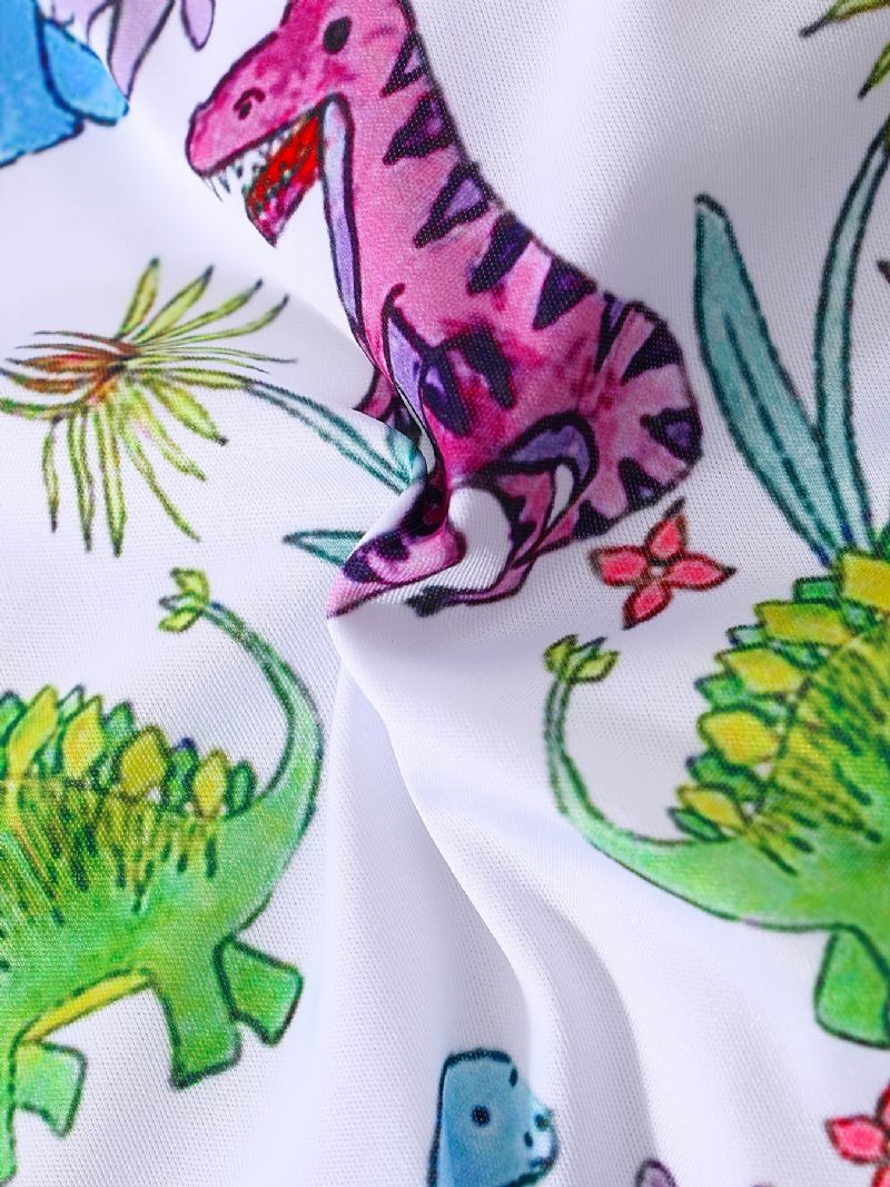 Baby Piger Ærmeløse Rompers Jumpsuit Med Tegneserie Dinosaur Prin