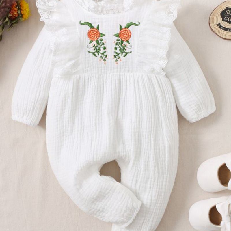 Baby Piger Blonde Flæse Langærmet Jumpsuit Romper Babytøj