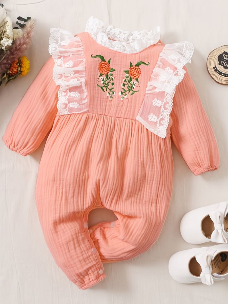 Baby Piger Blonde Flæse Langærmet Jumpsuit Romper Babytøj