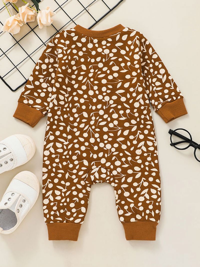 Baby Piger Bomuld Langærmede Bukser Jumpsuits Med Print Til Vinter