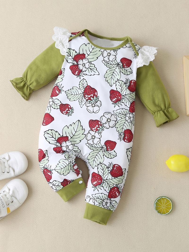 Baby Piger Flæse Langærmet Blomsterprint Jumpsuit Babytøj