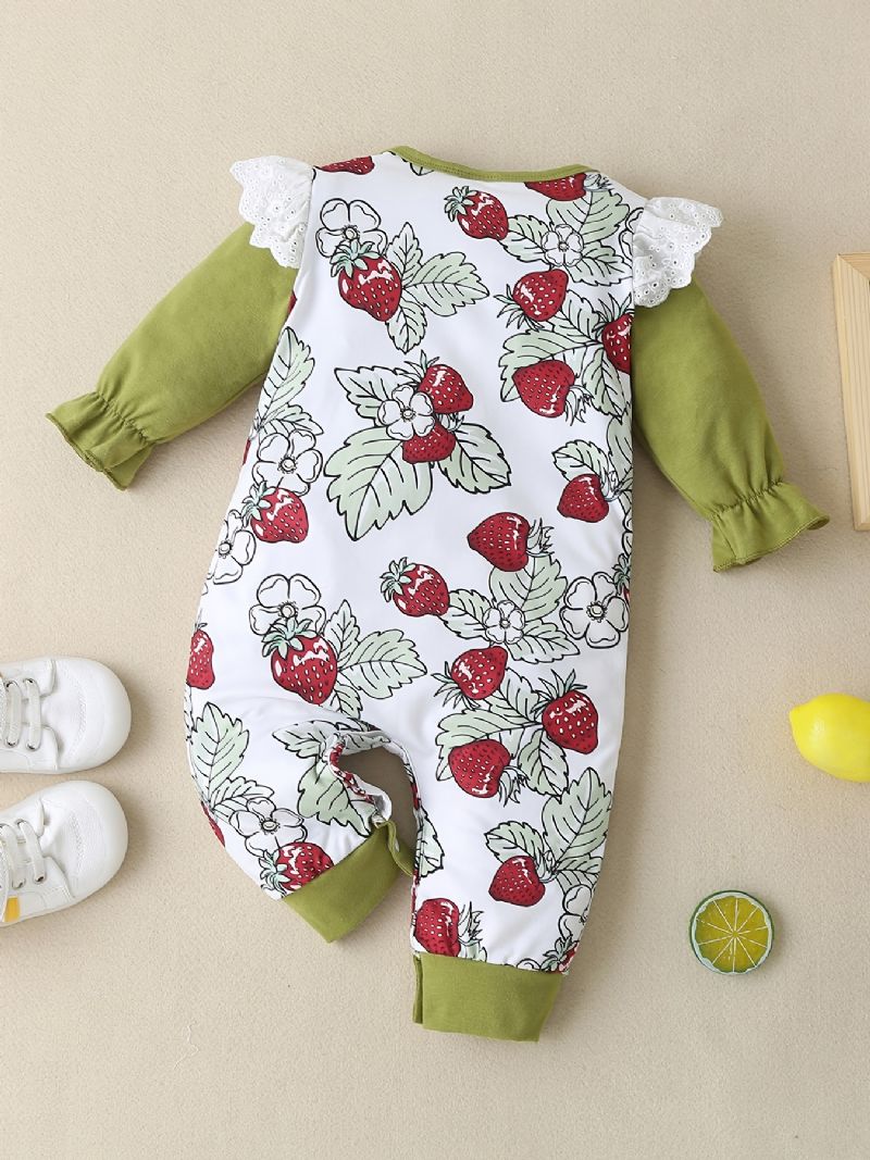 Baby Piger Flæse Langærmet Blomsterprint Jumpsuit Babytøj