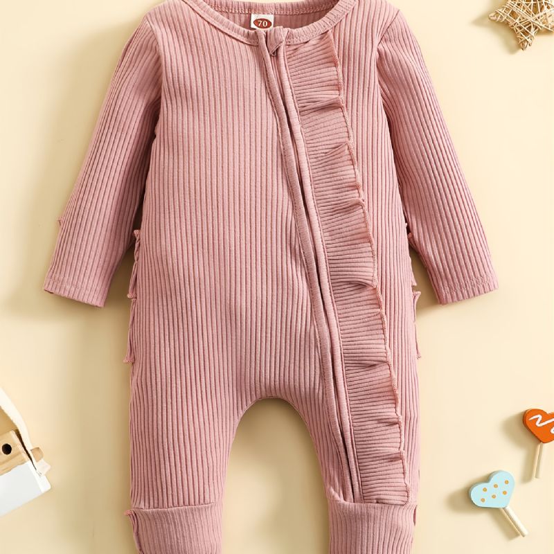 Baby Piger Flæse Trim Langærmet Jumpsuit Romper