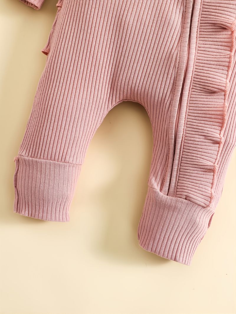 Baby Piger Flæse Trim Langærmet Jumpsuit Romper