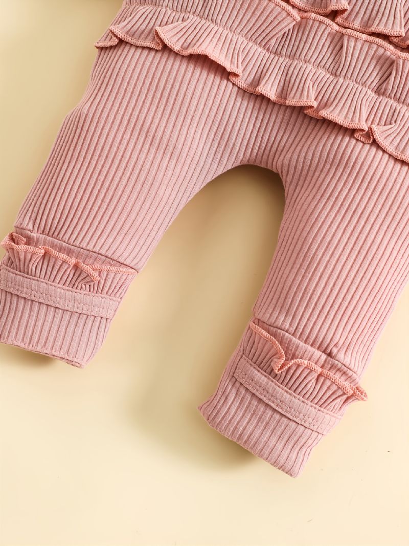 Baby Piger Flæse Trim Langærmet Jumpsuit Romper