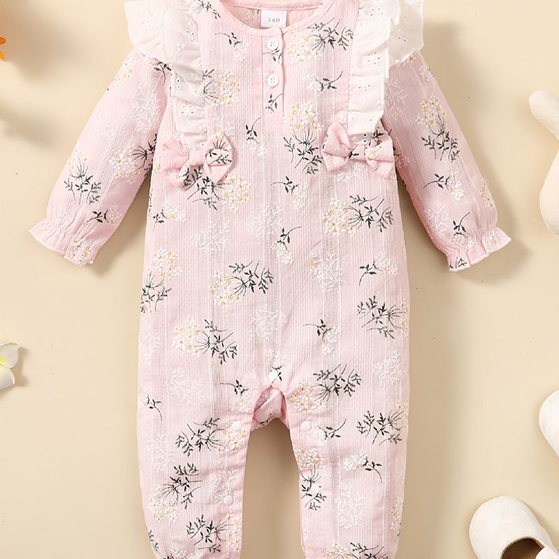 Baby Piger Flæseærmer Rund Hals Jumpsuit Romper