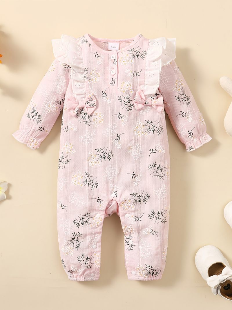 Baby Piger Flæseærmer Rund Hals Jumpsuit Romper