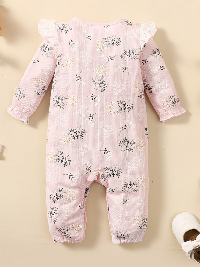 Baby Piger Flæseærmer Rund Hals Jumpsuit Romper