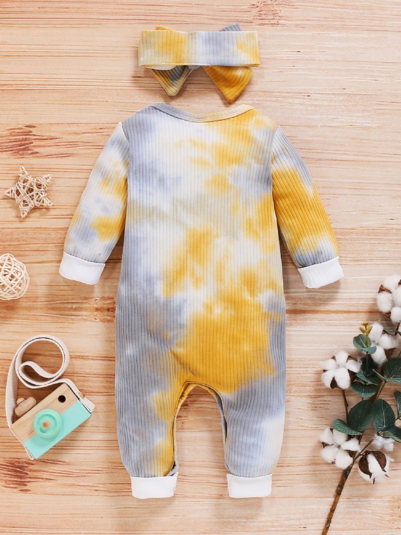 Baby Piger Flæsehals Tie Dye Jumpsuit Rompers