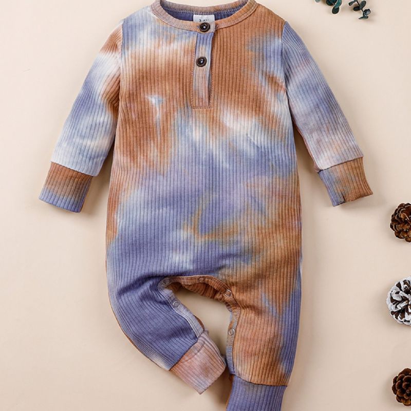 Baby Piger Langærmede Jumpsuits Tie Dye Rompers Til Efterår Vinter Ny