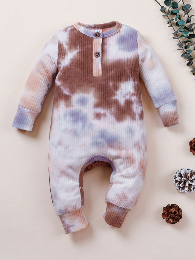 Baby Piger Langærmede Jumpsuits Tie Dye Rompers Til Efterår Vinter Ny