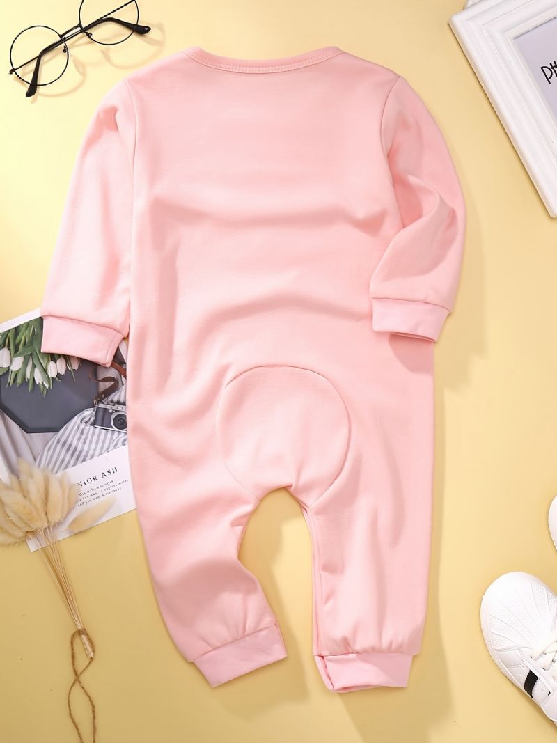 Baby Piger Langærmet Kanin Print Jumpsuit Babytøj