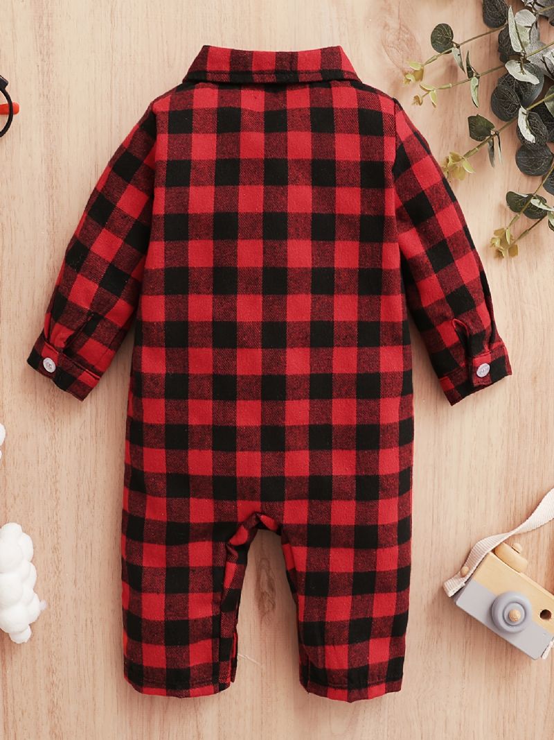 Baby Piger Langærmet Plaid Romper Jumpsuit