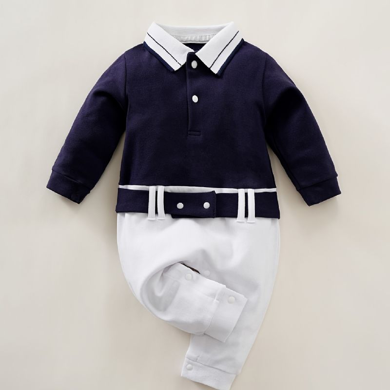 Baby Piger Polo Neck Gentleman Jumpsuit Babytøj