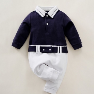 Baby Piger Polo Neck Gentleman Jumpsuit Babytøj