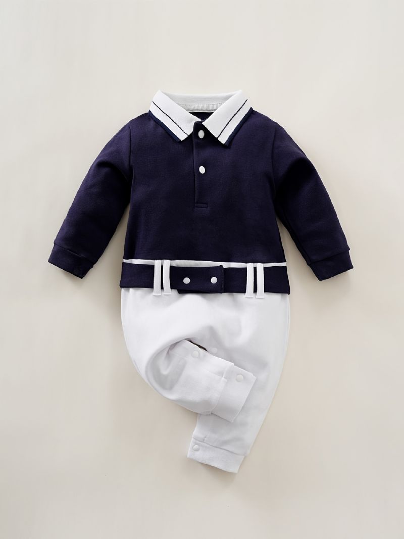 Baby Piger Polo Neck Gentleman Jumpsuit Babytøj