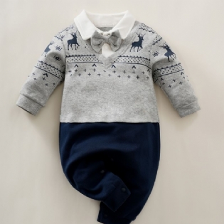Baby Piger Polo Neck Gentleman Jumpsuit Babytøj Til Jul