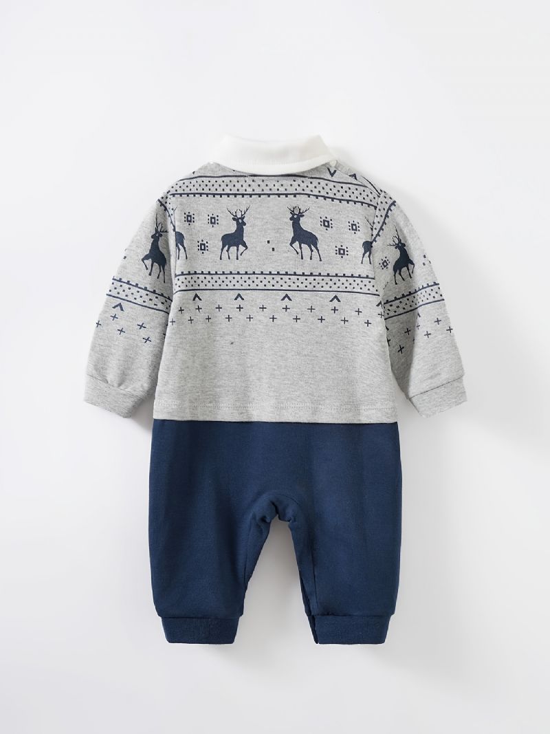 Baby Piger Polo Neck Gentleman Jumpsuit Babytøj Til Jul