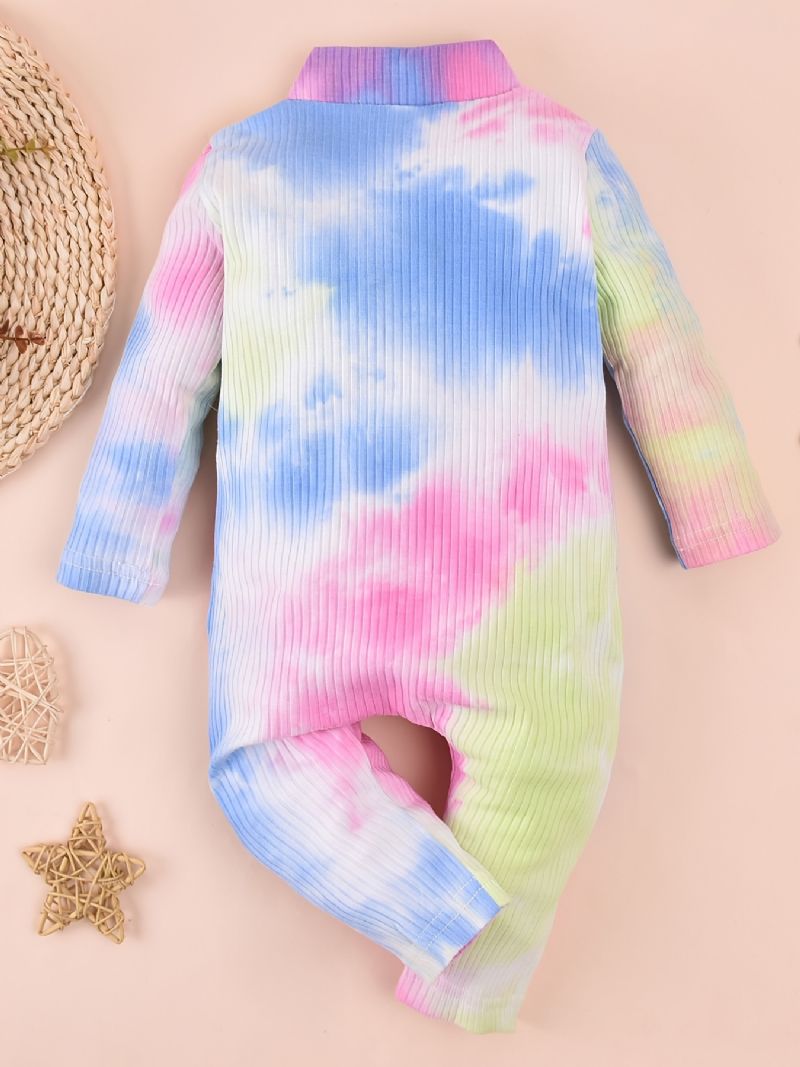 Baby Piger Ribbed Tie Dye Langærmet One Piece Jumpsuit Romper