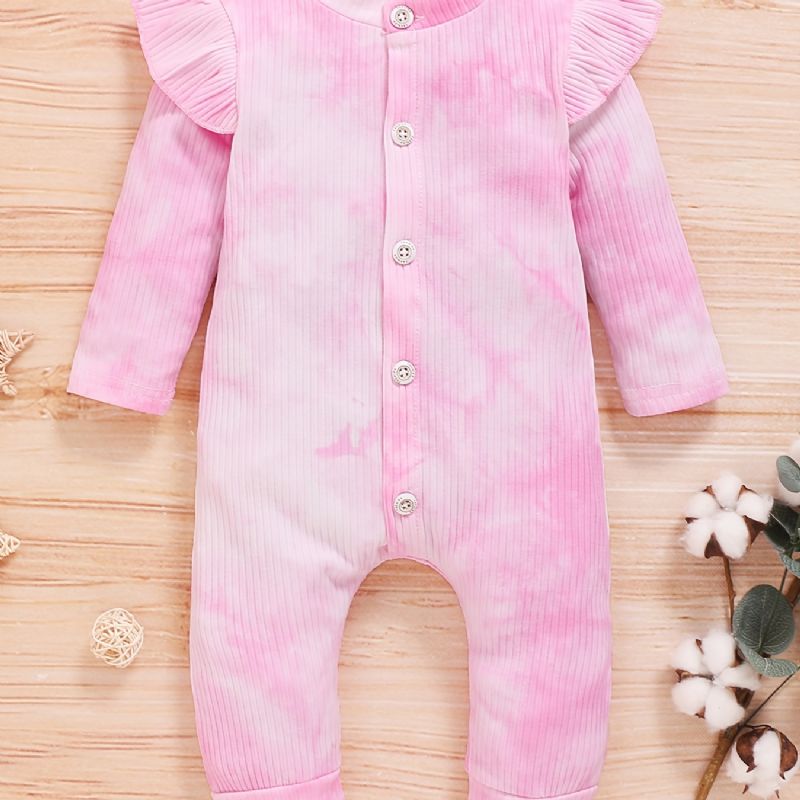 Baby Piger Romper Tie Dye Rundhalset Flueærmet Langærmet Jumpsuit Børnetøj