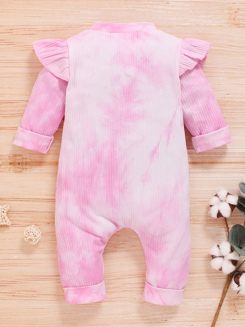 Baby Piger Romper Tie Dye Rundhalset Flueærmet Langærmet Jumpsuit Børnetøj