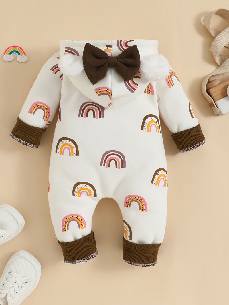 Baby Piger Sweet Rainbow Print Hættetrøje Langærmet Jumpsuit