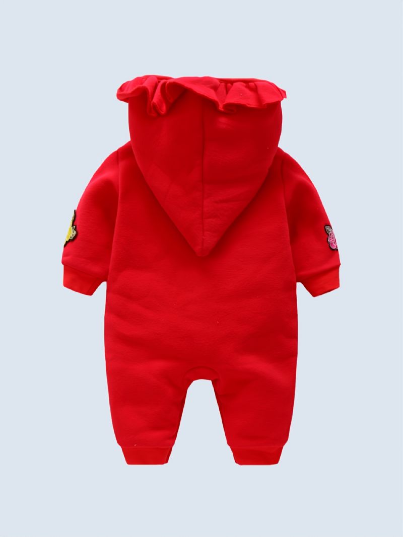 Baby Piger Tyk Hætte Jumpsuit Romper Til Vinter Ny Jul