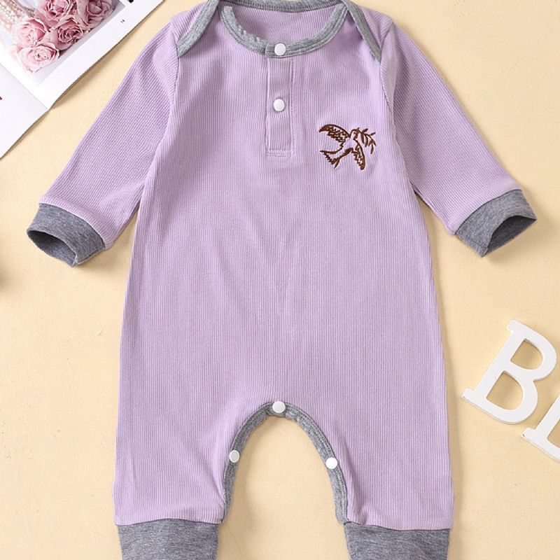 Baby Printet Langærmet Lilla Jumpsuit