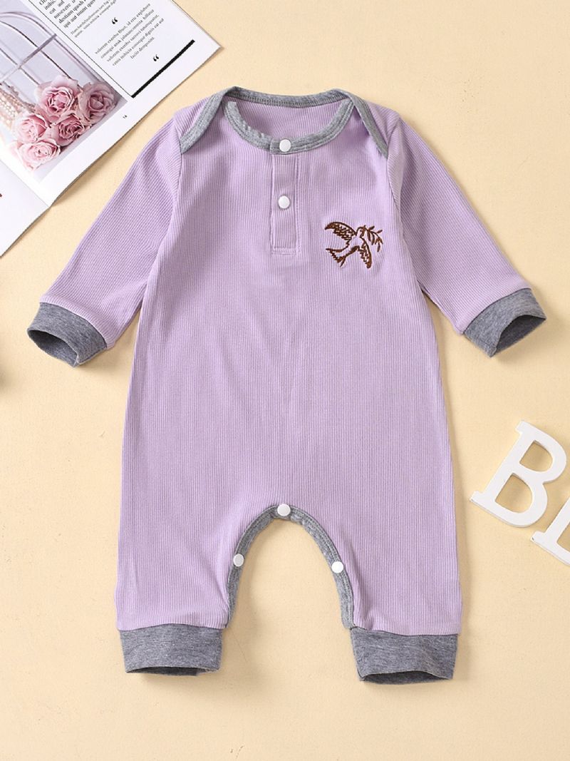 Baby Printet Langærmet Lilla Jumpsuit