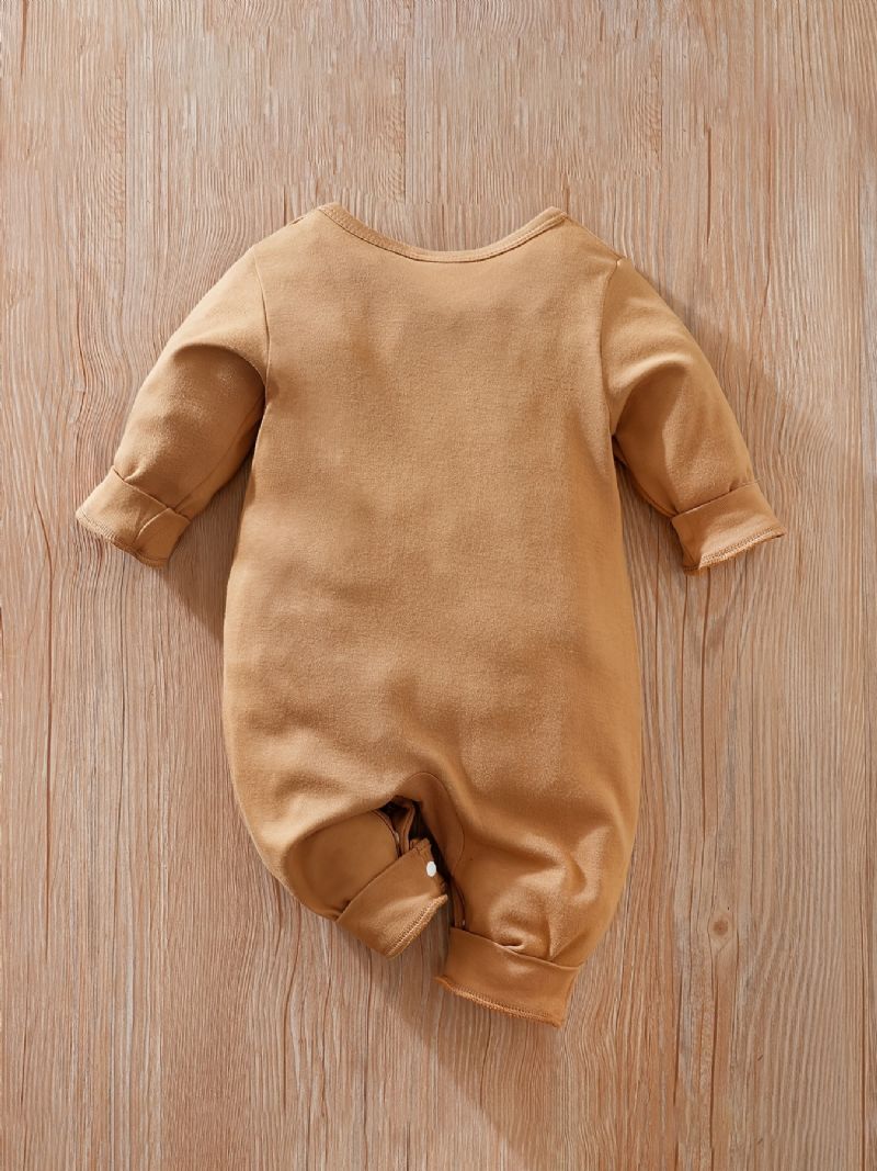 Baby Romper Sød Bear Print Rund Hals Langærmet Jumpsuit Piger Drenge Børn Tøj