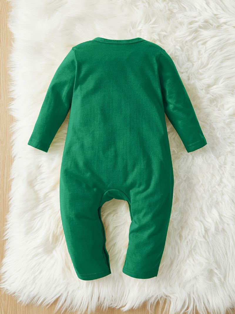 Baby Romper Tegneserie Bjørnetryk Langærmet Rundhalset Jumpsuit Til Drenge Piger Børn Tøj