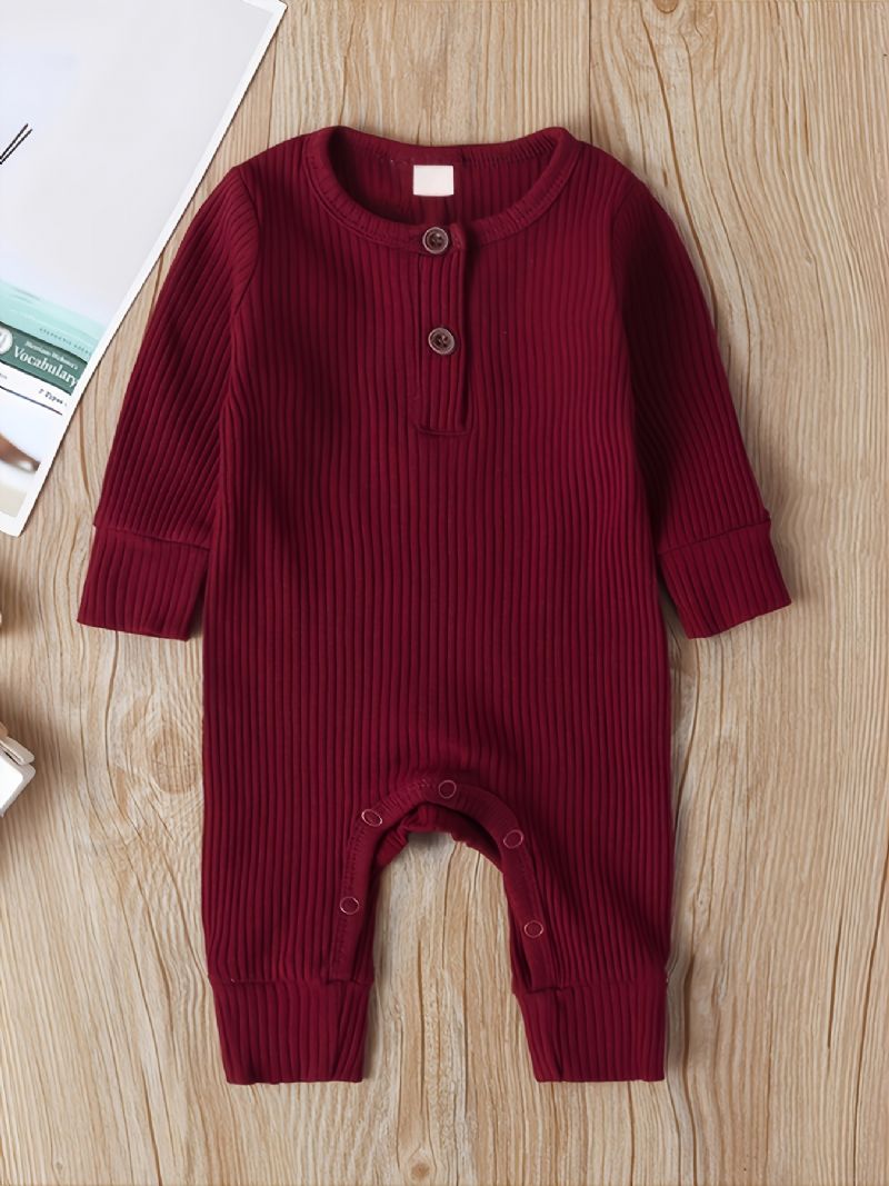 Baby Sød Ensfarvet Langærmet Jumpsuit