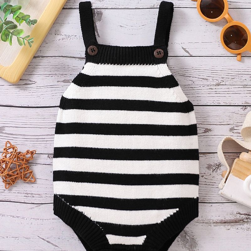 Baby Suspender Jumpsuit Casual Stribet Ærmeløs Strikket Bukse