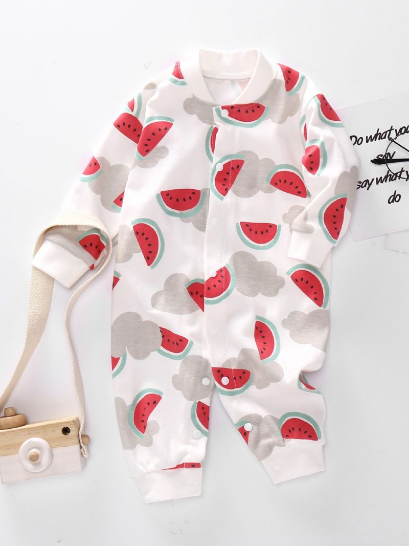 Baby Vandmelon Print Langærmet Jumpsuit