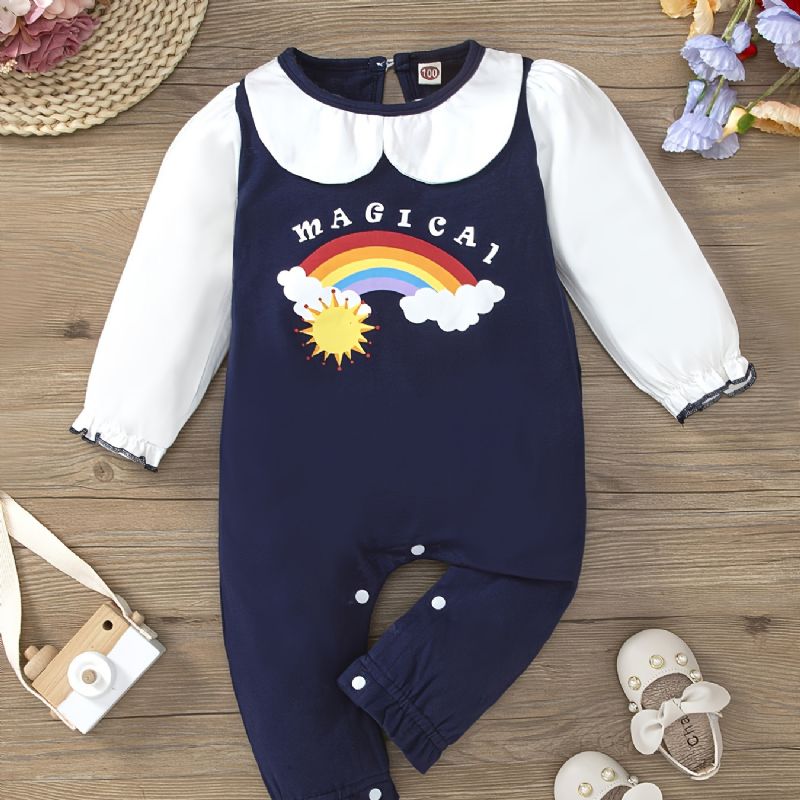 Babypiger Jumpsuit Unisex Langærmede Trøjer Med Regnbueprint Babytøj