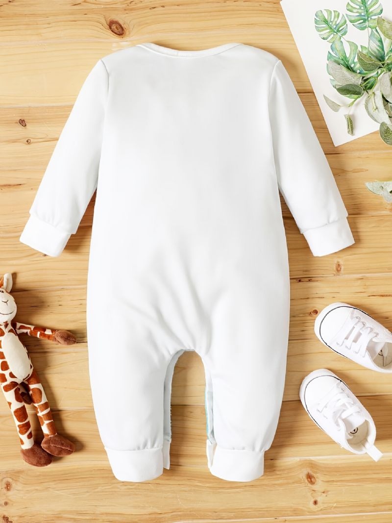 Babypiger Langærmede Jumpsuits Rompers Med Dyreprint