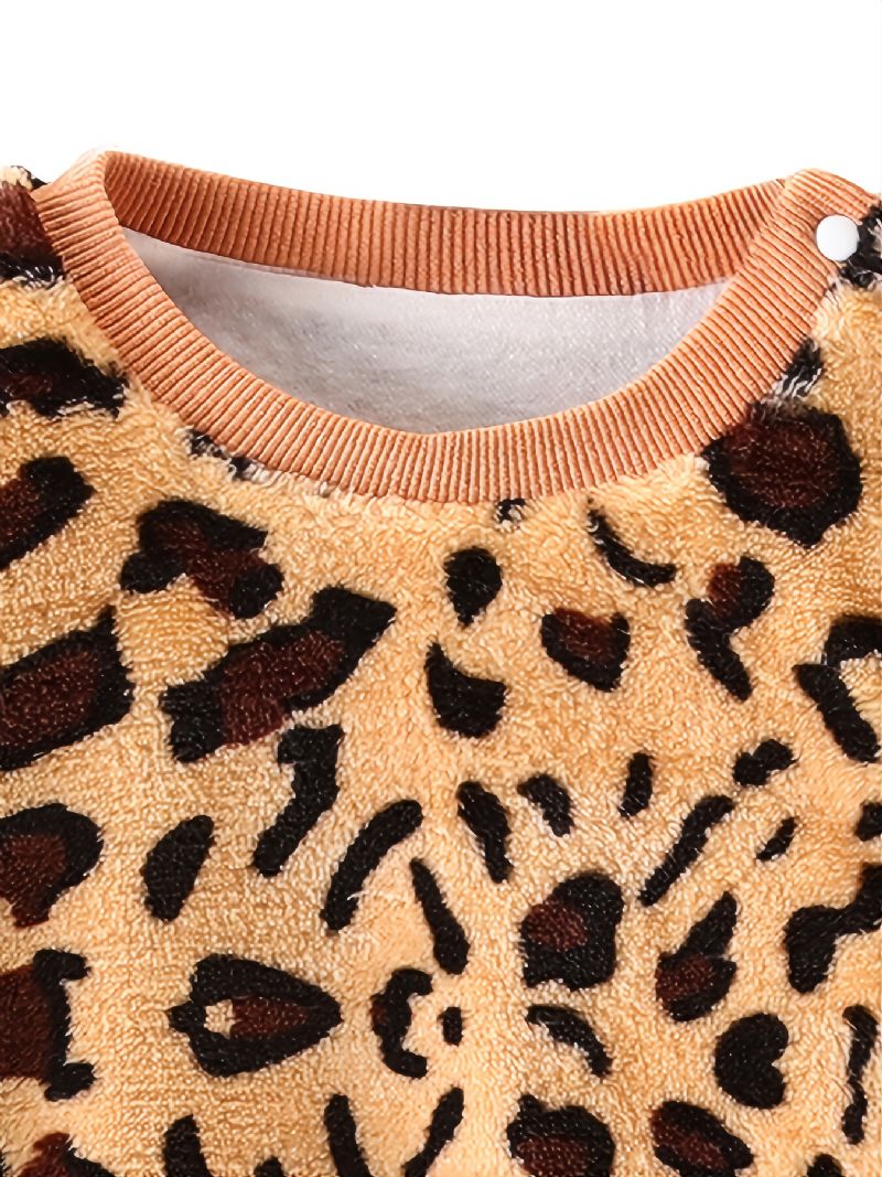 Babypiger Leopardmønster Jumpsuit Langærmet Bomuld Onsie Til Vinter Babytøj