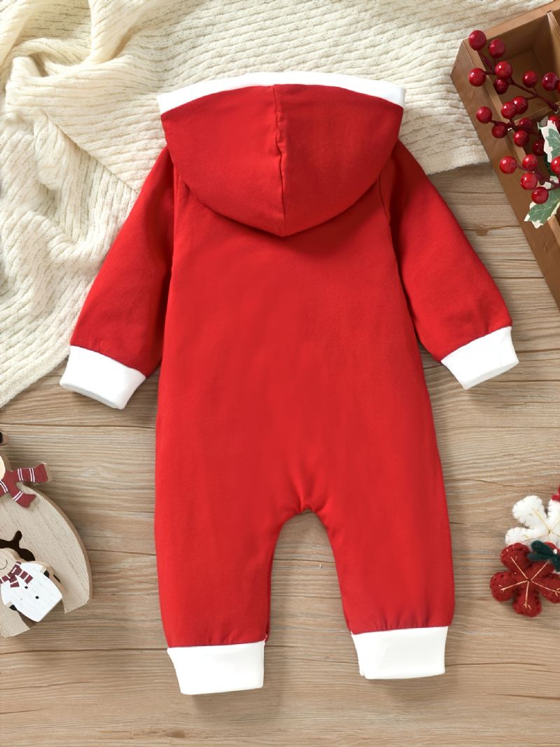 Babypiger Sød Julemand Med Hættetrøje Langærmet Kreativ Jumpsuit Til Vinterjulefest