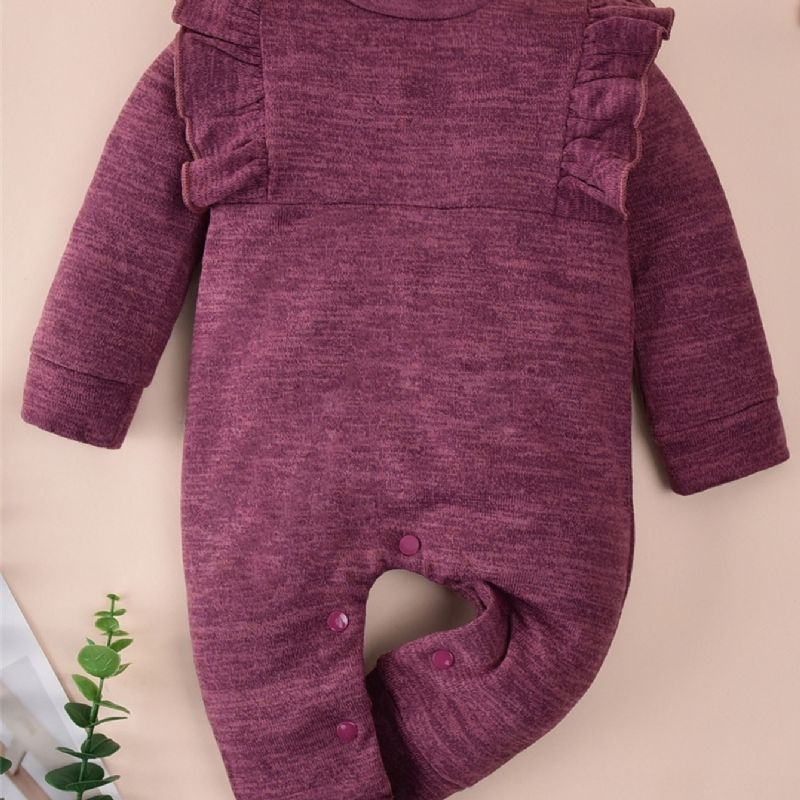 Efterår Vinter Baby Casual Burgundy Bomuld Jumpsuit